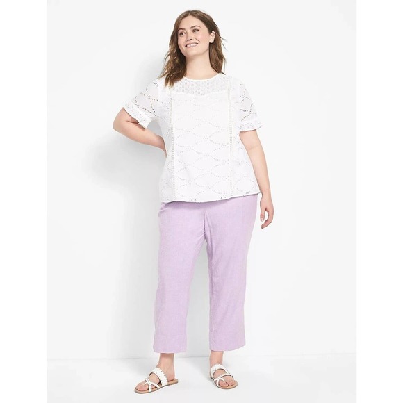 NWT Lane Bryant Linen Blend Slim Ankle Pant Lavender Purple Plus Size 28 H14453 - Picture 14 of 14